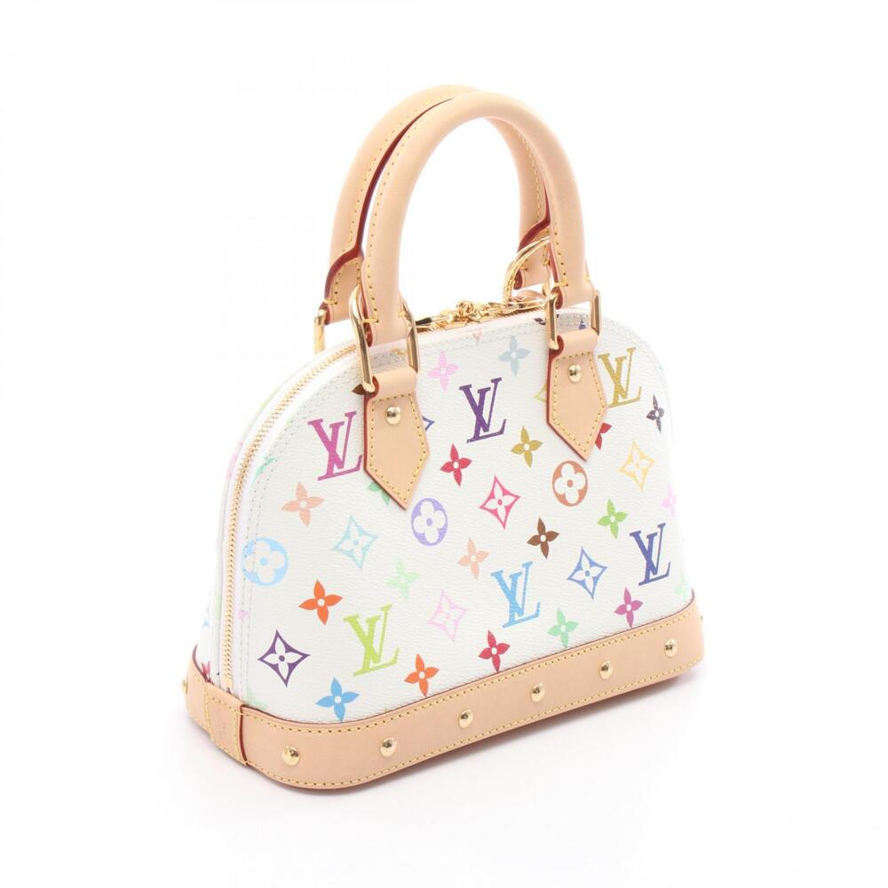 Louis Vuitton Canvas Leather Monogram Handbag White TM Alma Multicolor LV White